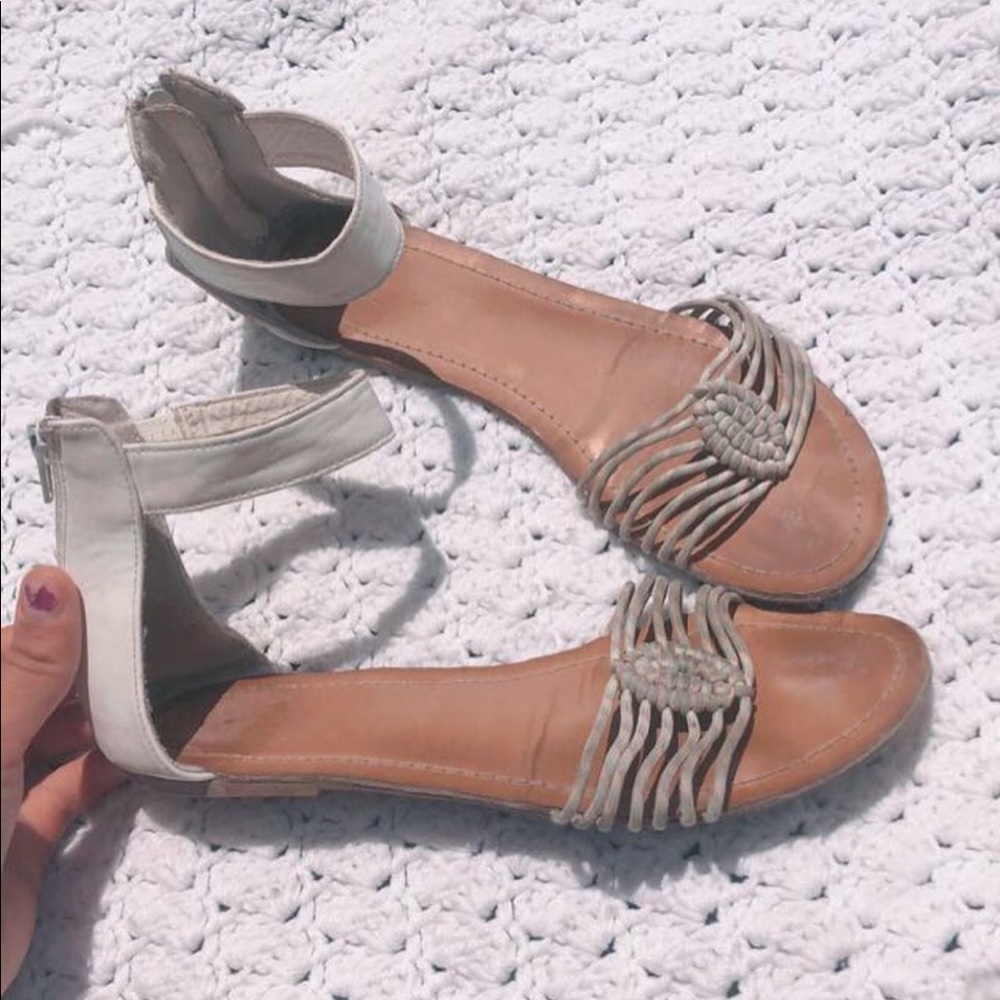 White Sandals Leather Strap